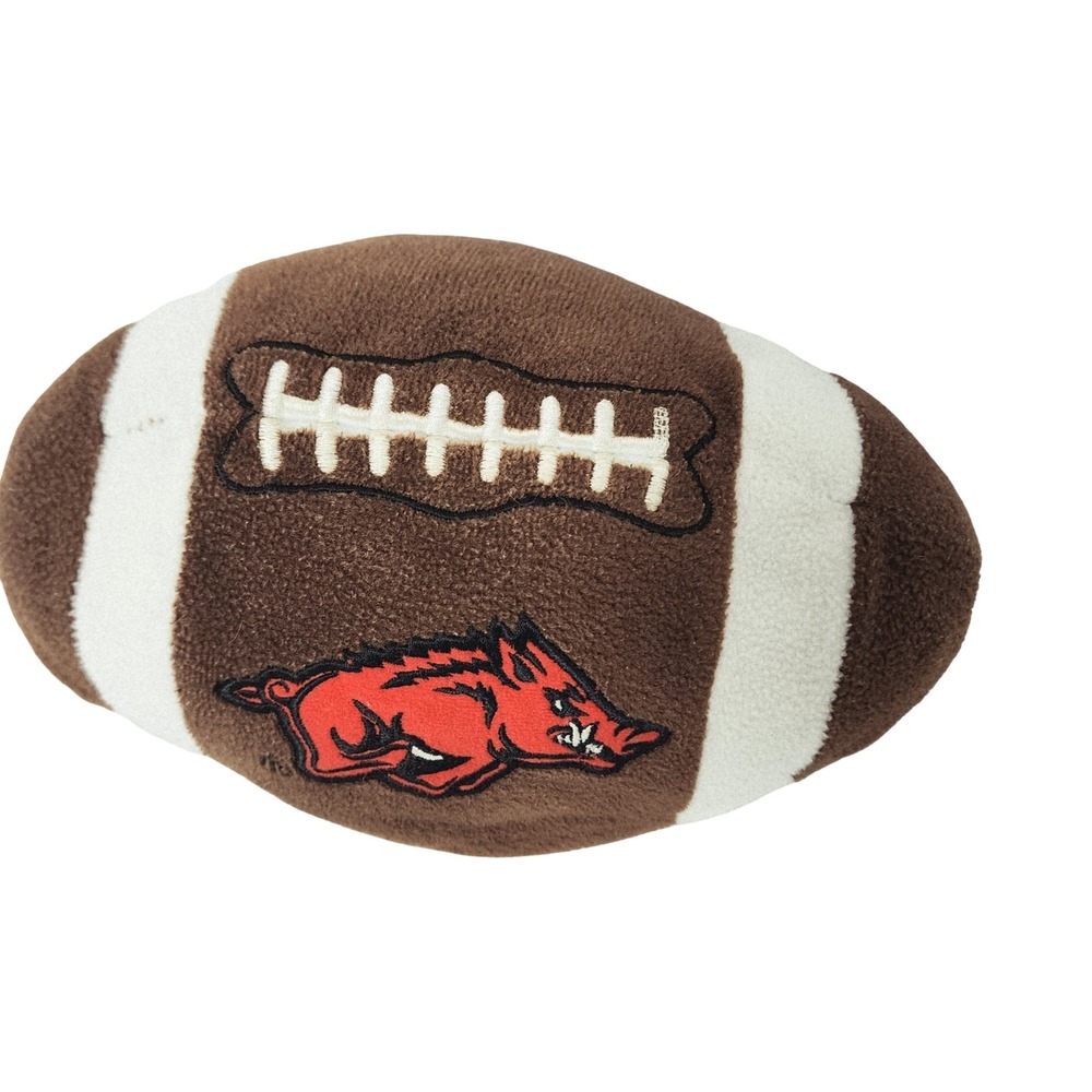 Arkansas Razorbacks NCAA Plush Football Soft Toy Brown White Embroidered Logo 9"
